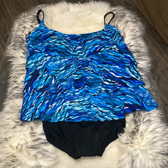 Longitude Other - Longitude Playing Koi Triple Tier Tank Soft Cup Long Torso One Piece Swimsuit 16